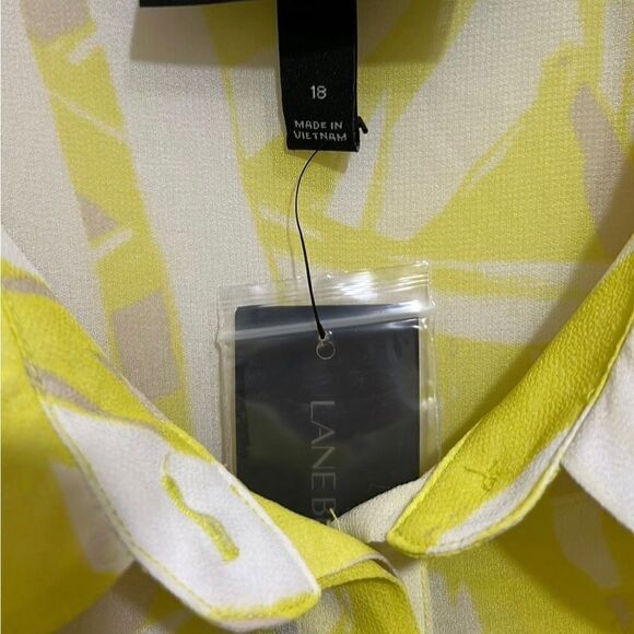 Lane Bryant blouse top leaves sheer yellow green sleeveless 18 NWT - Picture 2 of 5